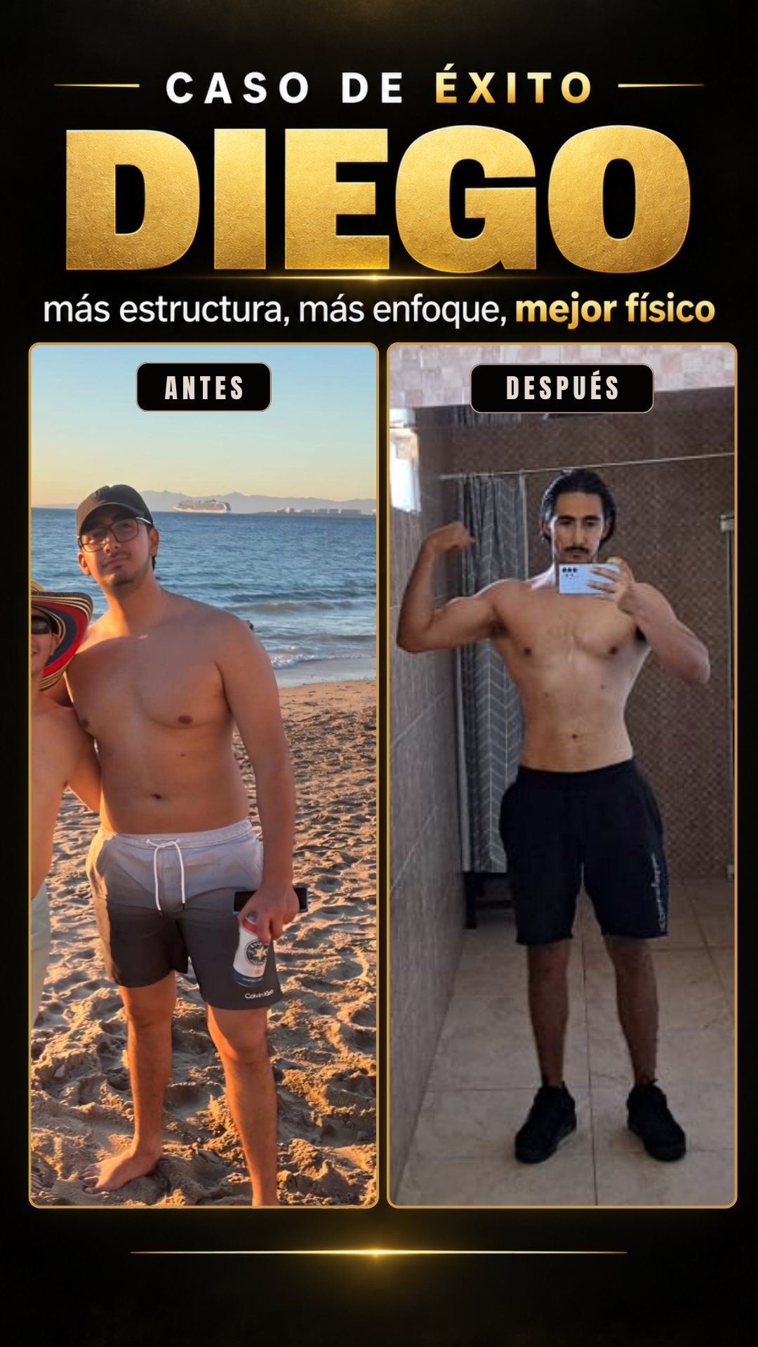 Comparativa antes y después de Diego