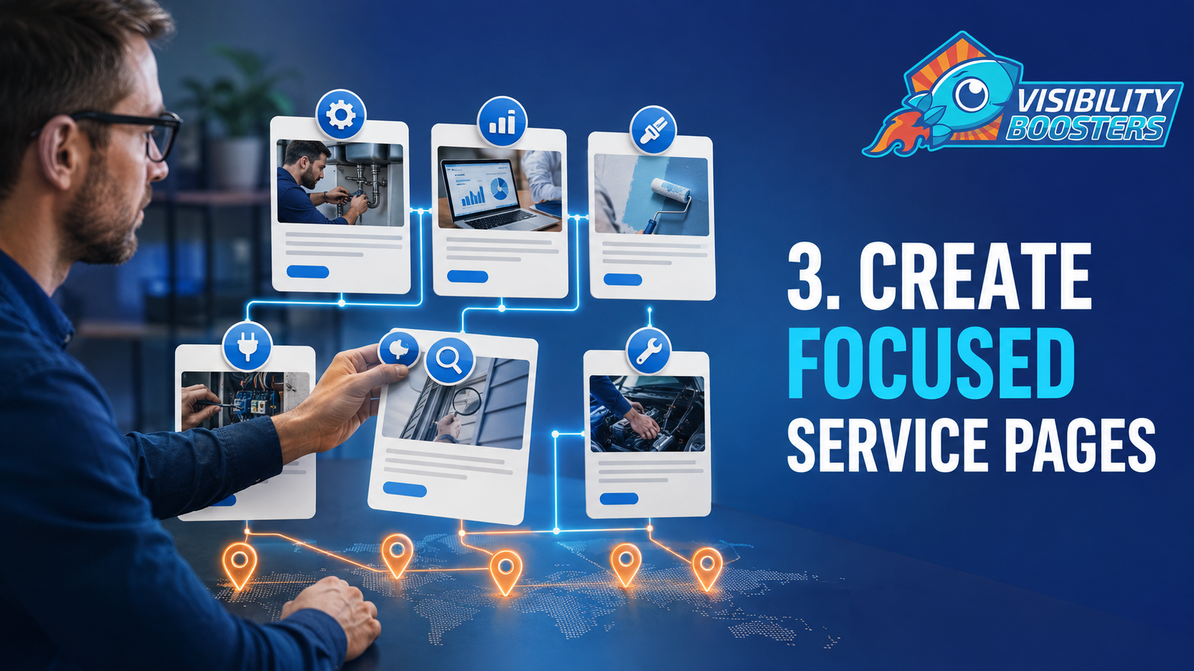 Create focused SEO service and location pages - Visibility Boosters