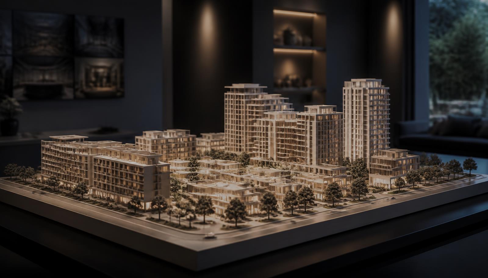 Architectural scale model of a residential development in a display suite