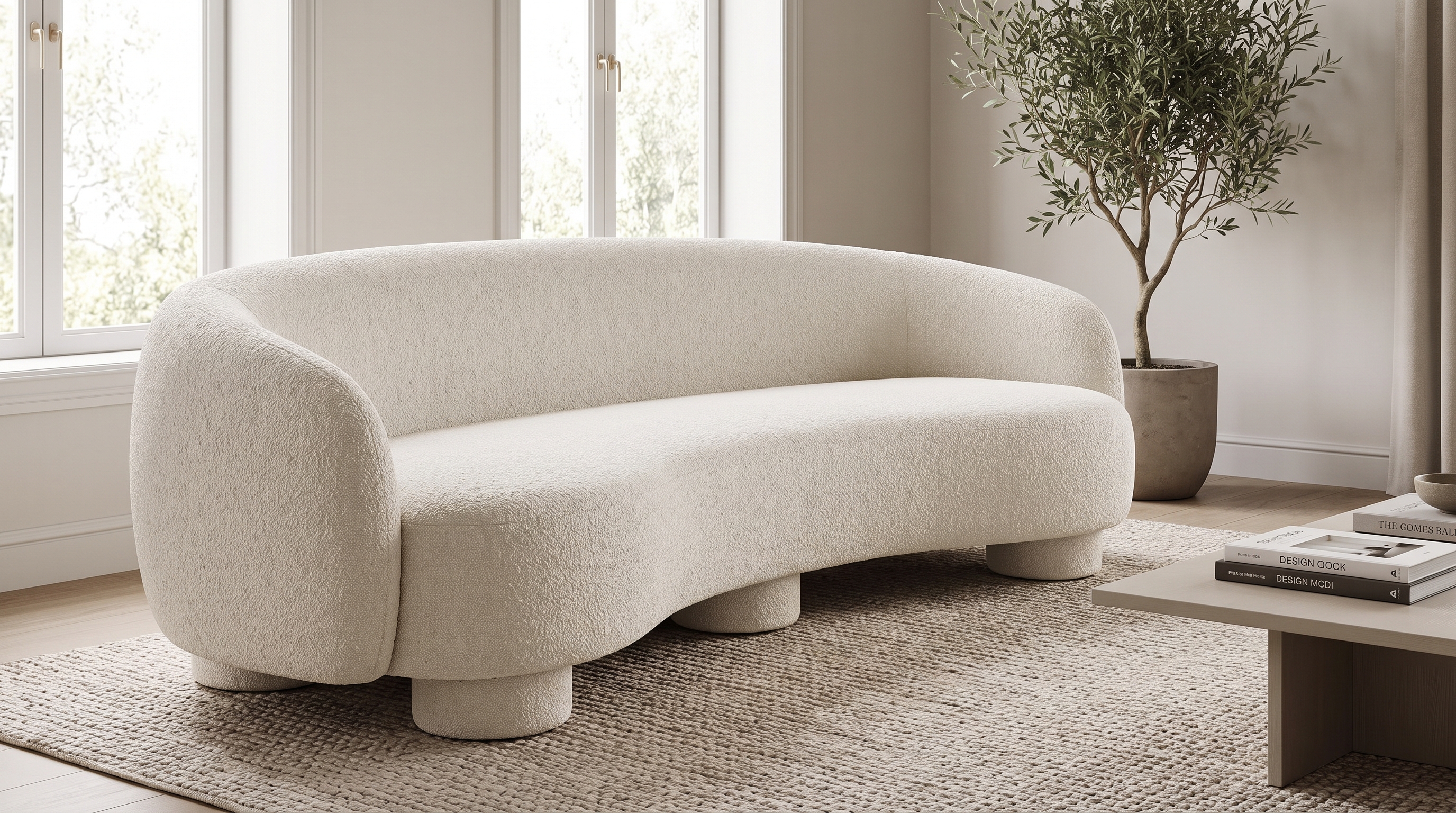 Aethel Bouclé Curved Sofa