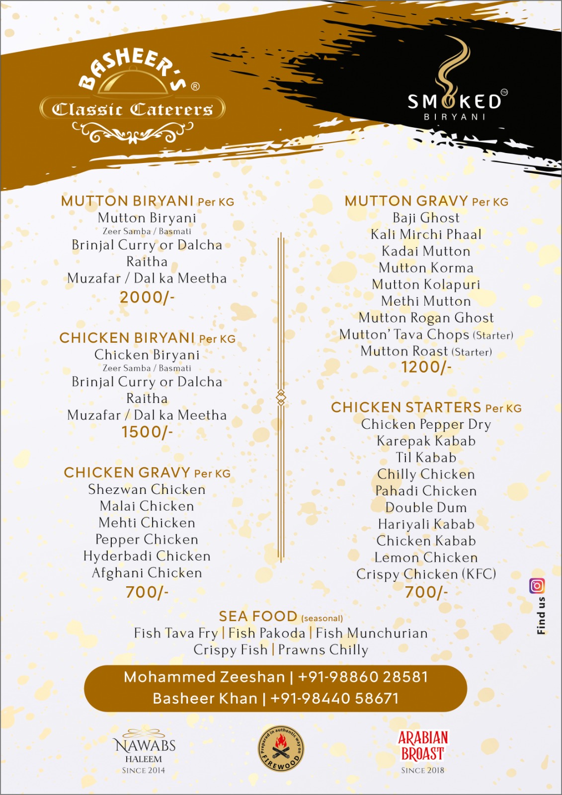 Basheer's Classic Caterers Menu