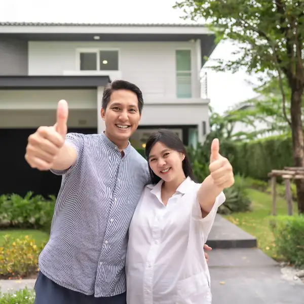 Happy homeowner with EPM landscaping contractor