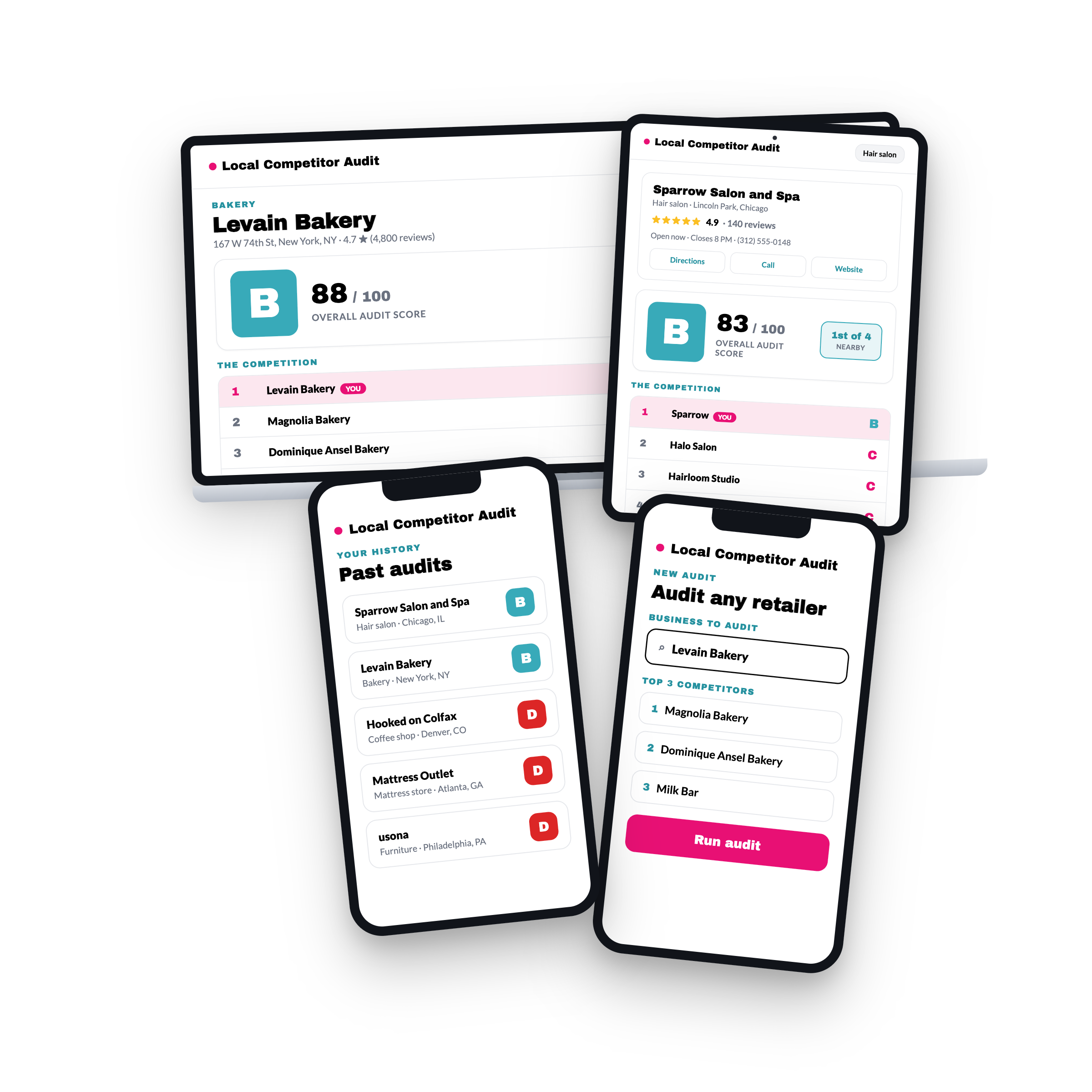 The Local Competitor Audit running on desktop, tablet, and mobile