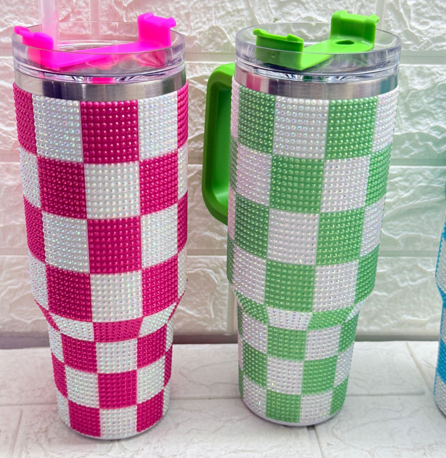 Vaso Quencher Strass Cuadros Lelong