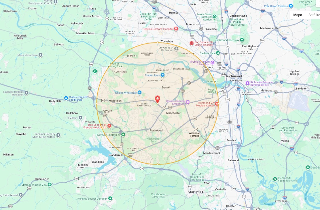 Bella Italian Restaurant delivery area map