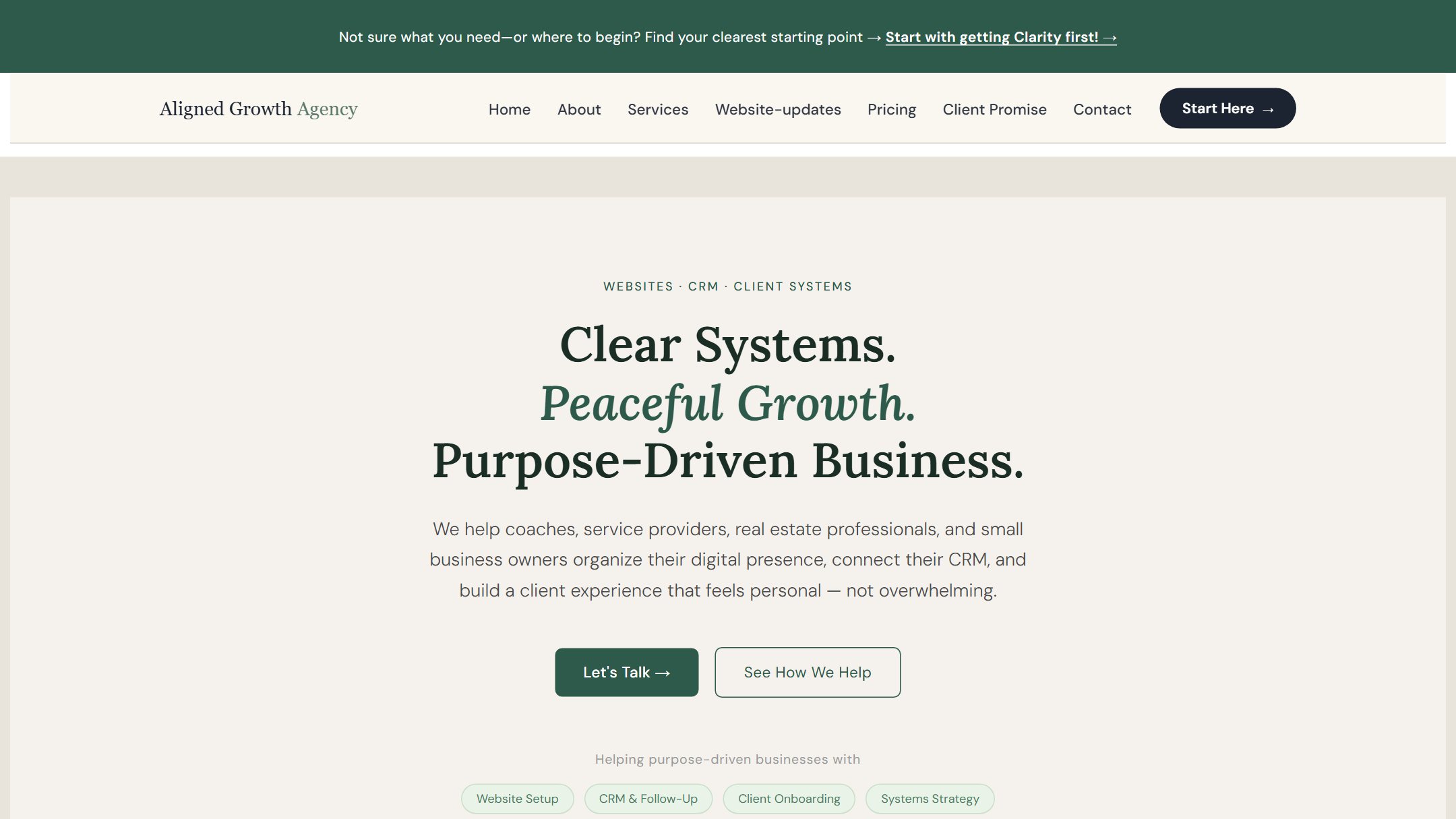 Aligned Growth Agency website
