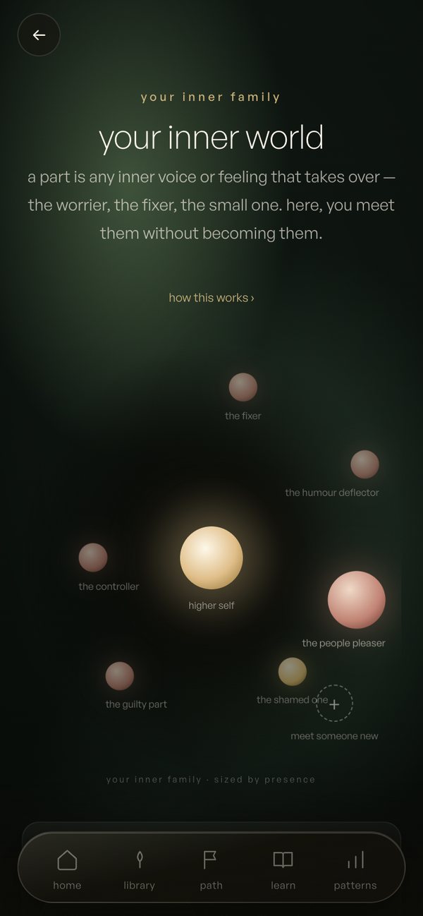 your inner world, the parts map, on a phone
