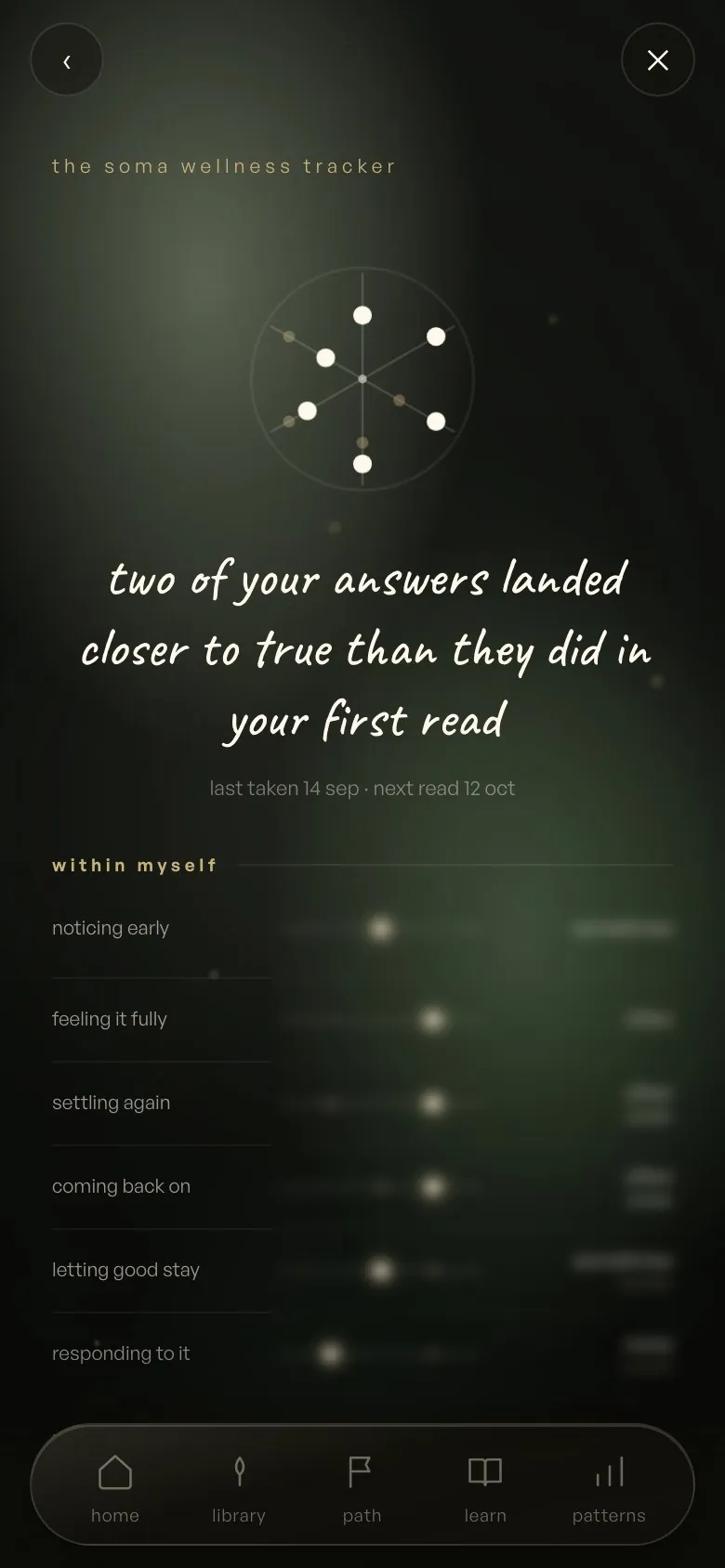the soma wellness tracker, on a phone
