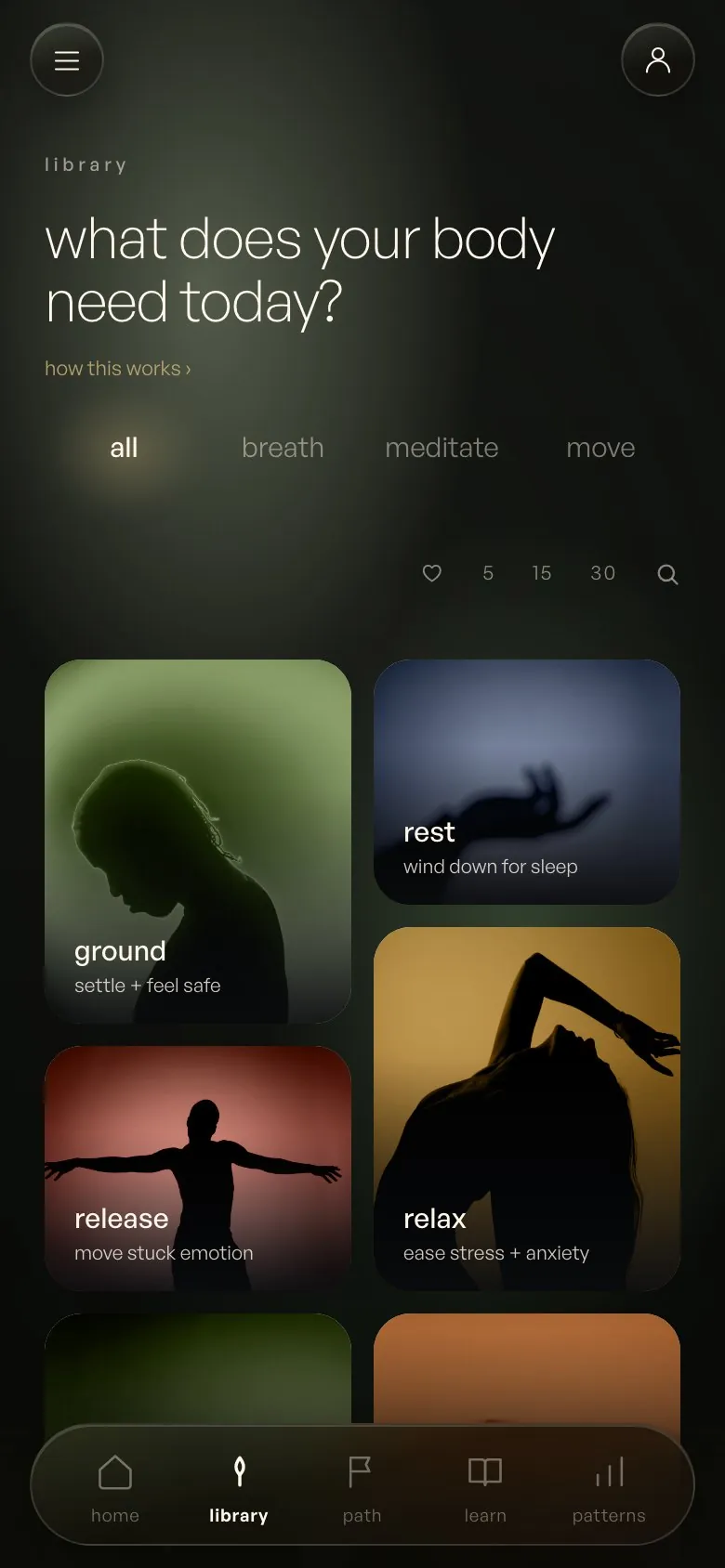 the soma reset library, on a phone