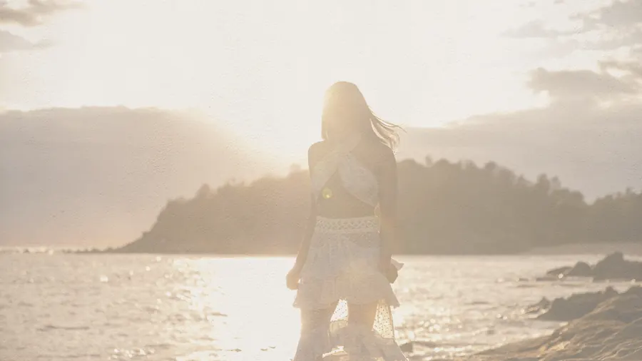 Saddy at golden hour by the water