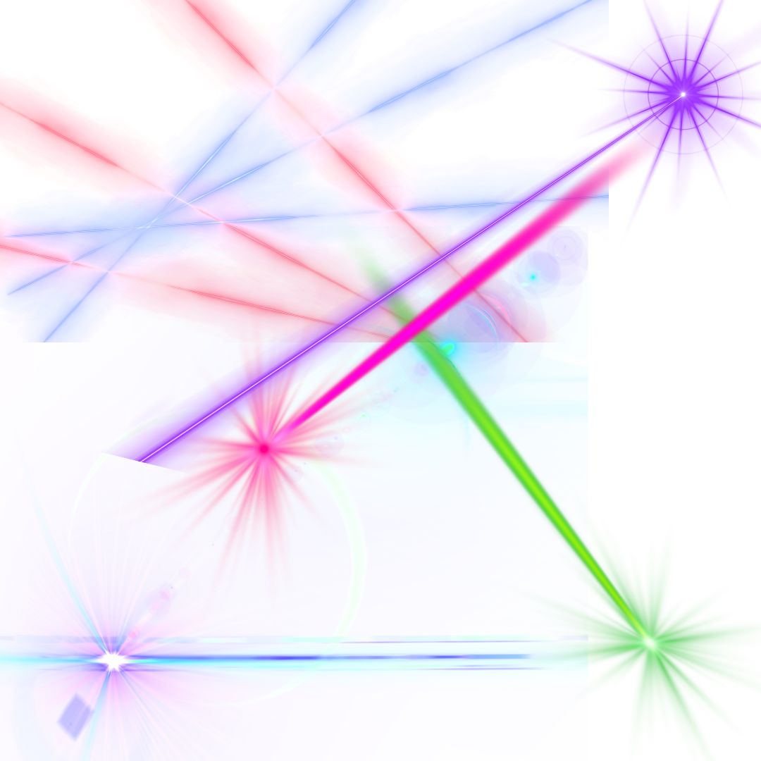 multi-colored laser beams of yellow, blue, pink, green