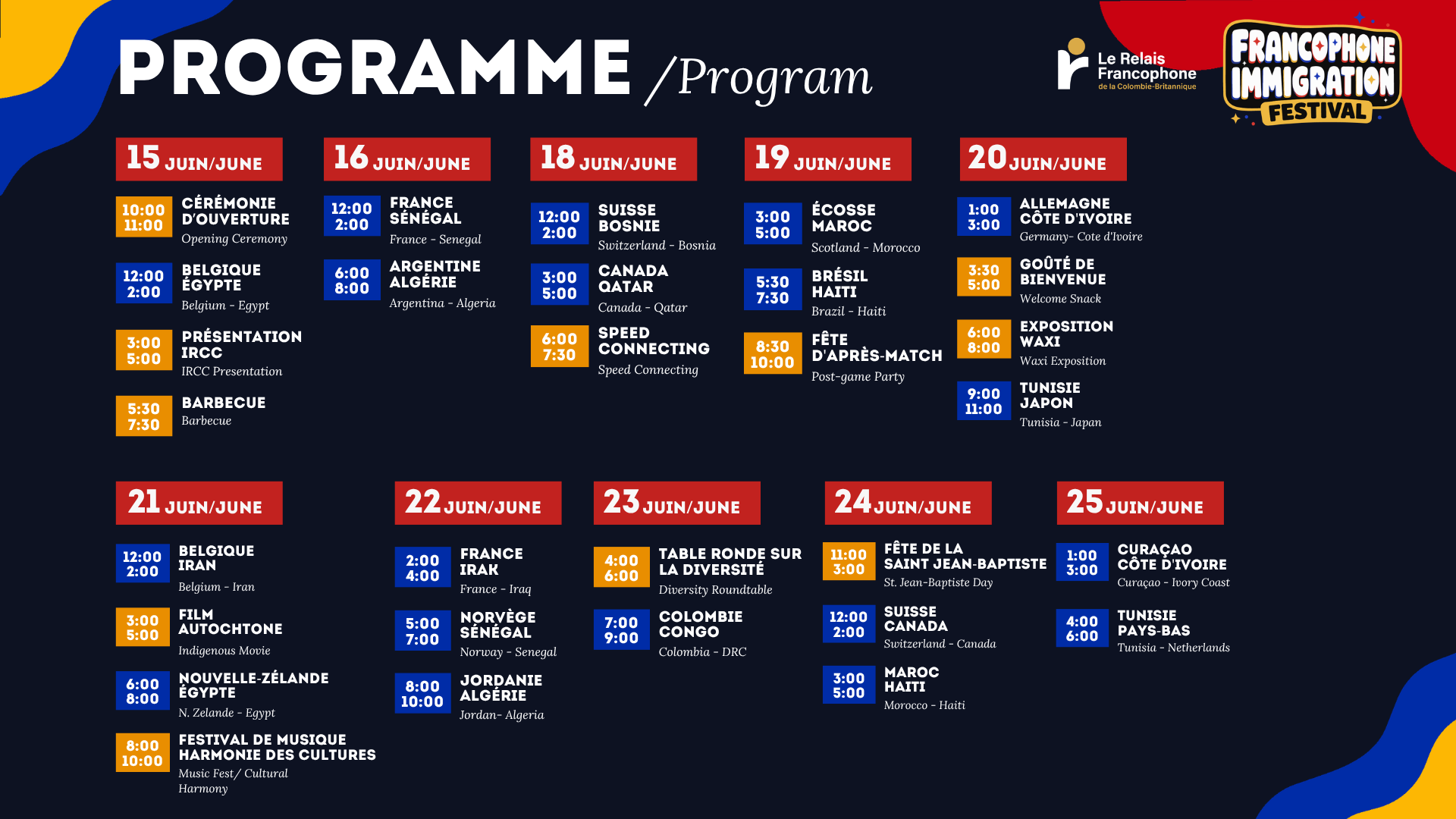 Programme général du festival