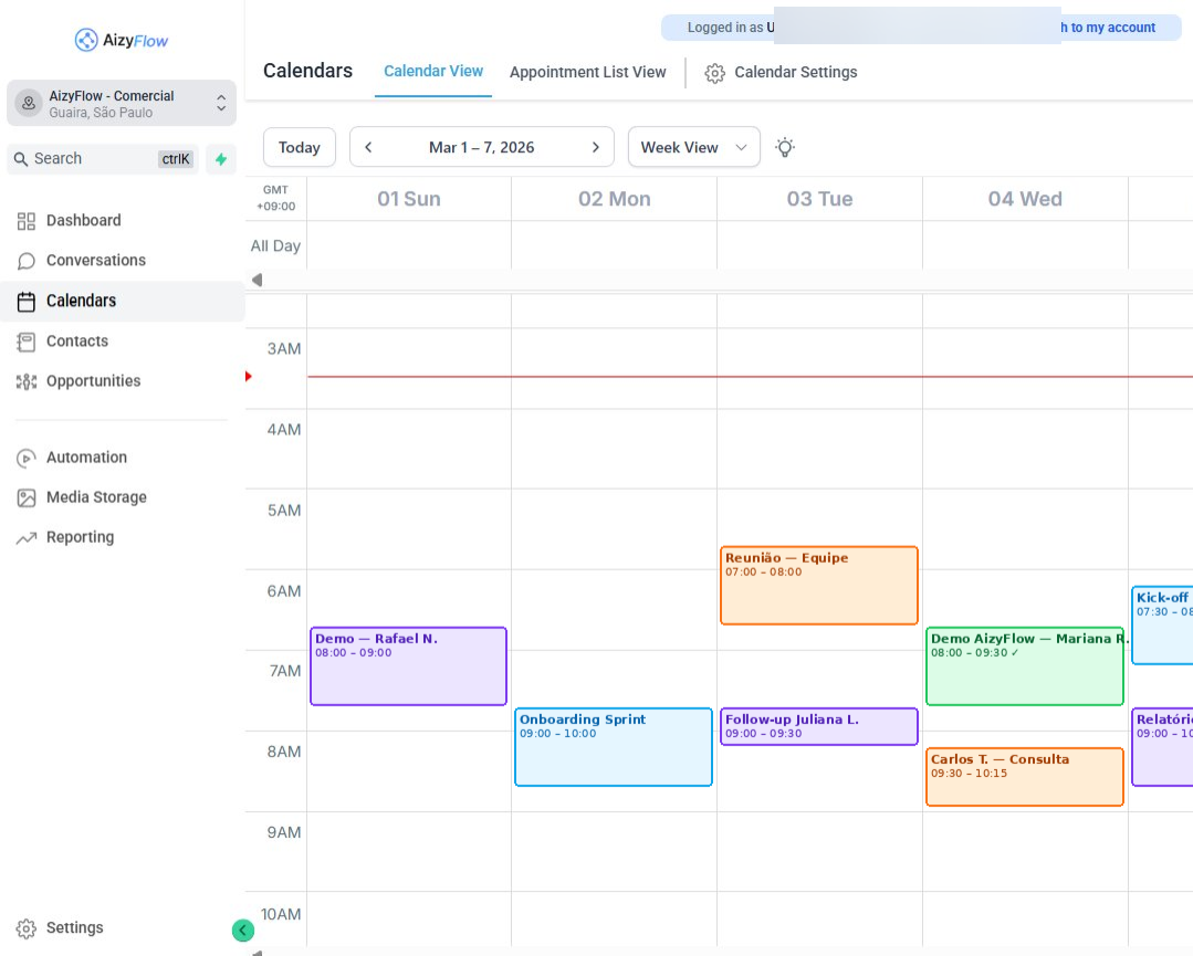 AizyFlow - Calendário de Agendamentos