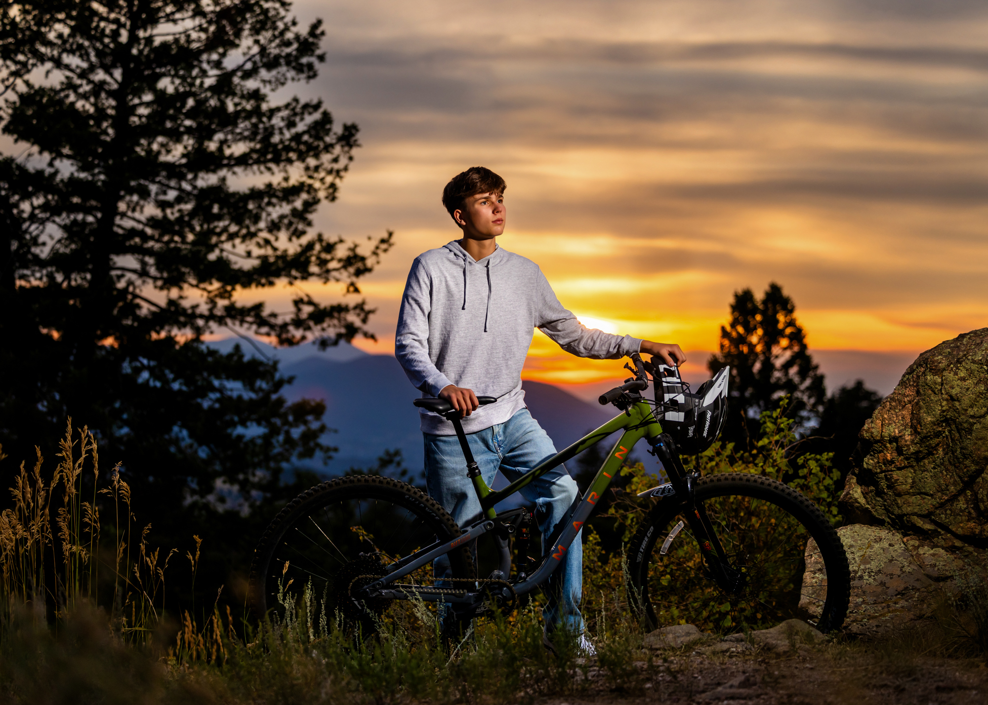 High school senior boy dramatic sports athletics environmental portrait