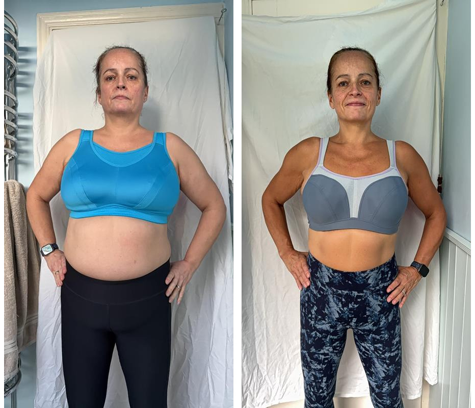 Sarah's before and after transformation