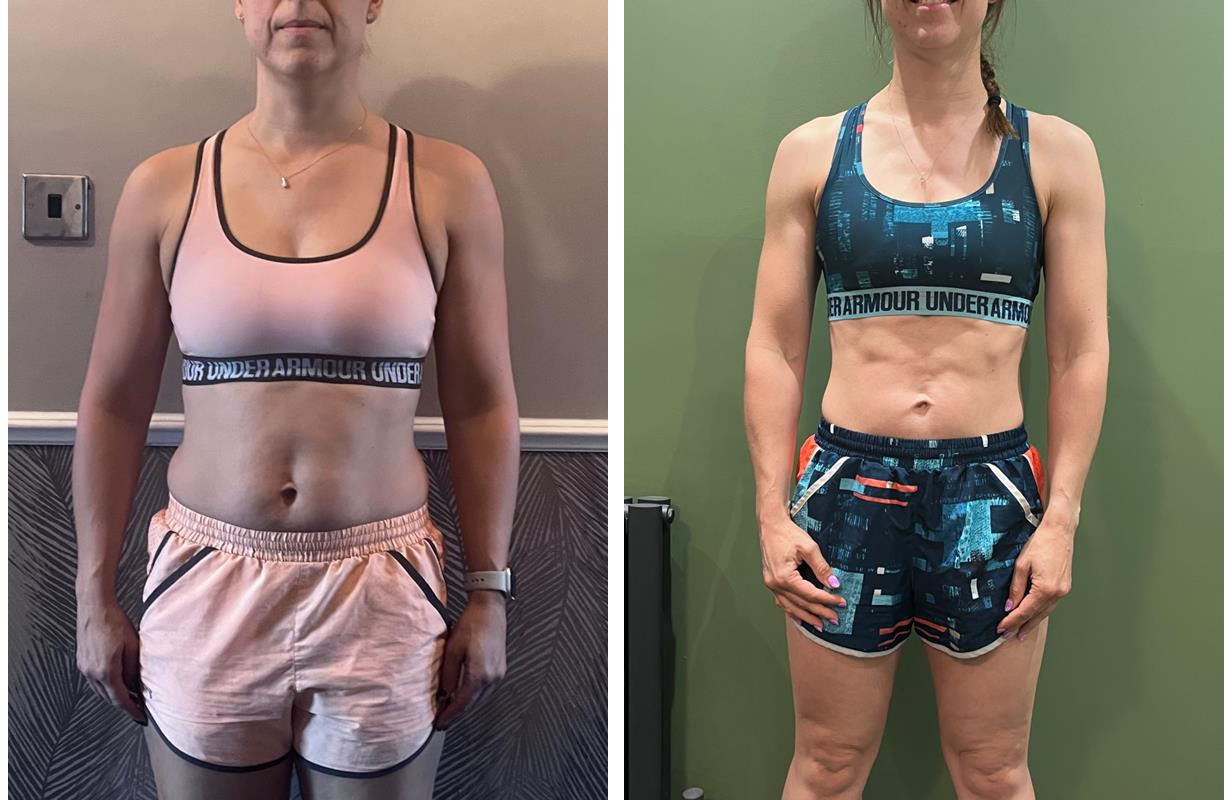 Caroline's before and after transformation