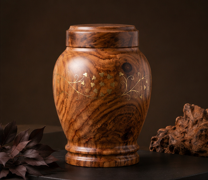 Natural stone urns displayed in several sizes