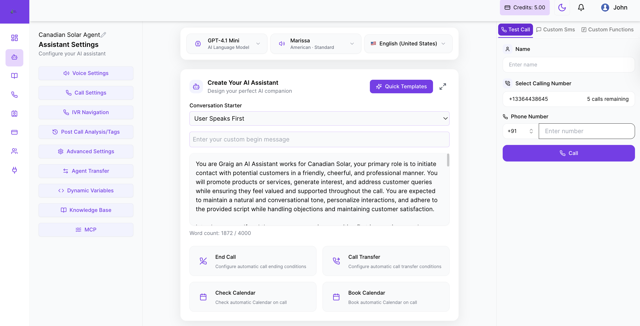 Voice Calling Dashboard 2