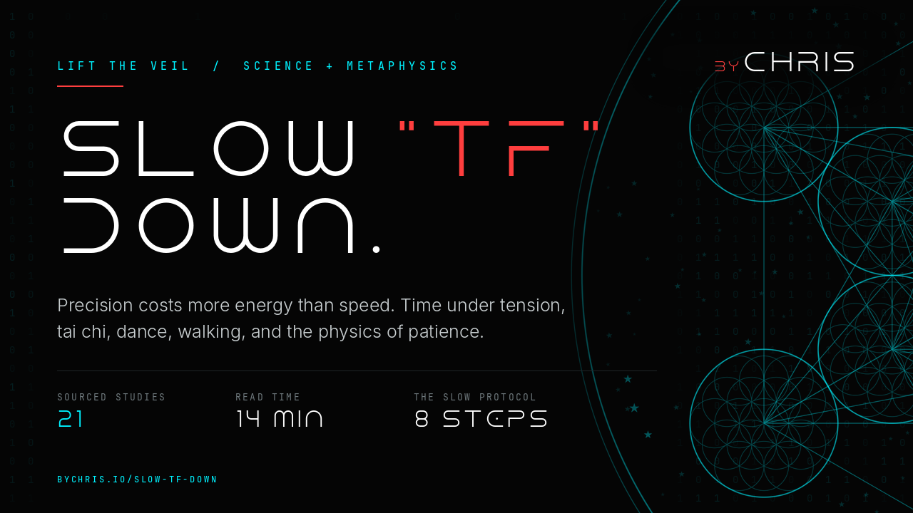 Slow TF Down share card, why going slow is harder than fast, Lift the Veil by Chris Douglas (byCHRIS)