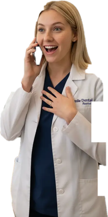 Front desk team member delighted on a patient call