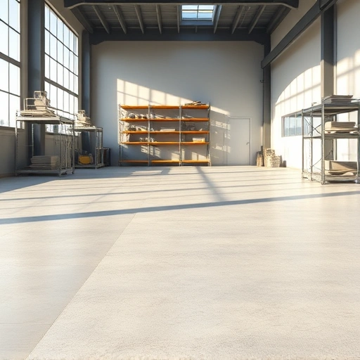 Concrete floor patching in Jersey City showcasing a smooth flawless surface in a modern industrial workspace.