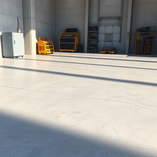 Concrete floor patching in Jersey City NJ, showcasing a smooth light gray surface with crisp edges and subtle sheen.