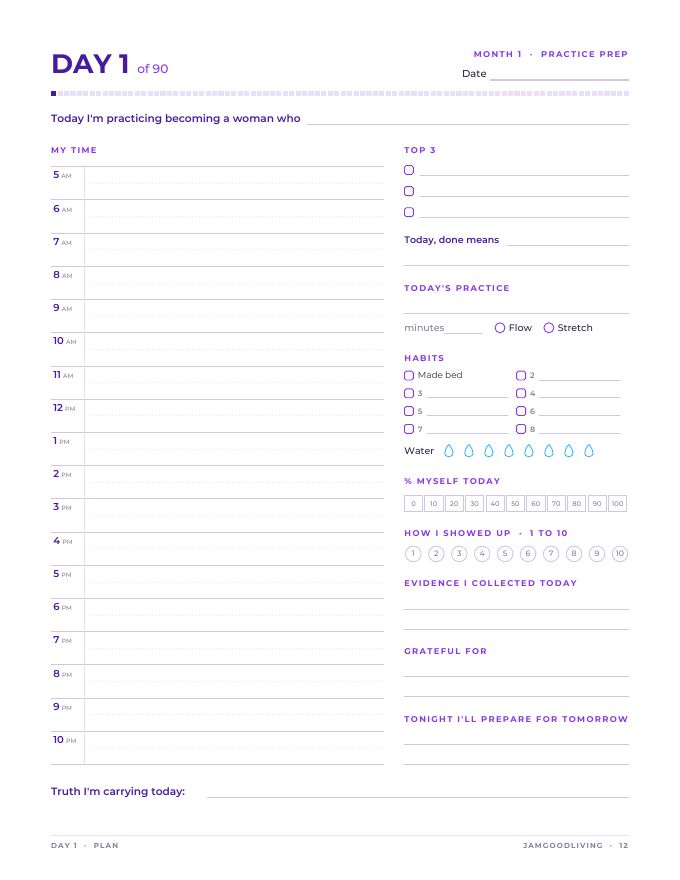 A daily planner page