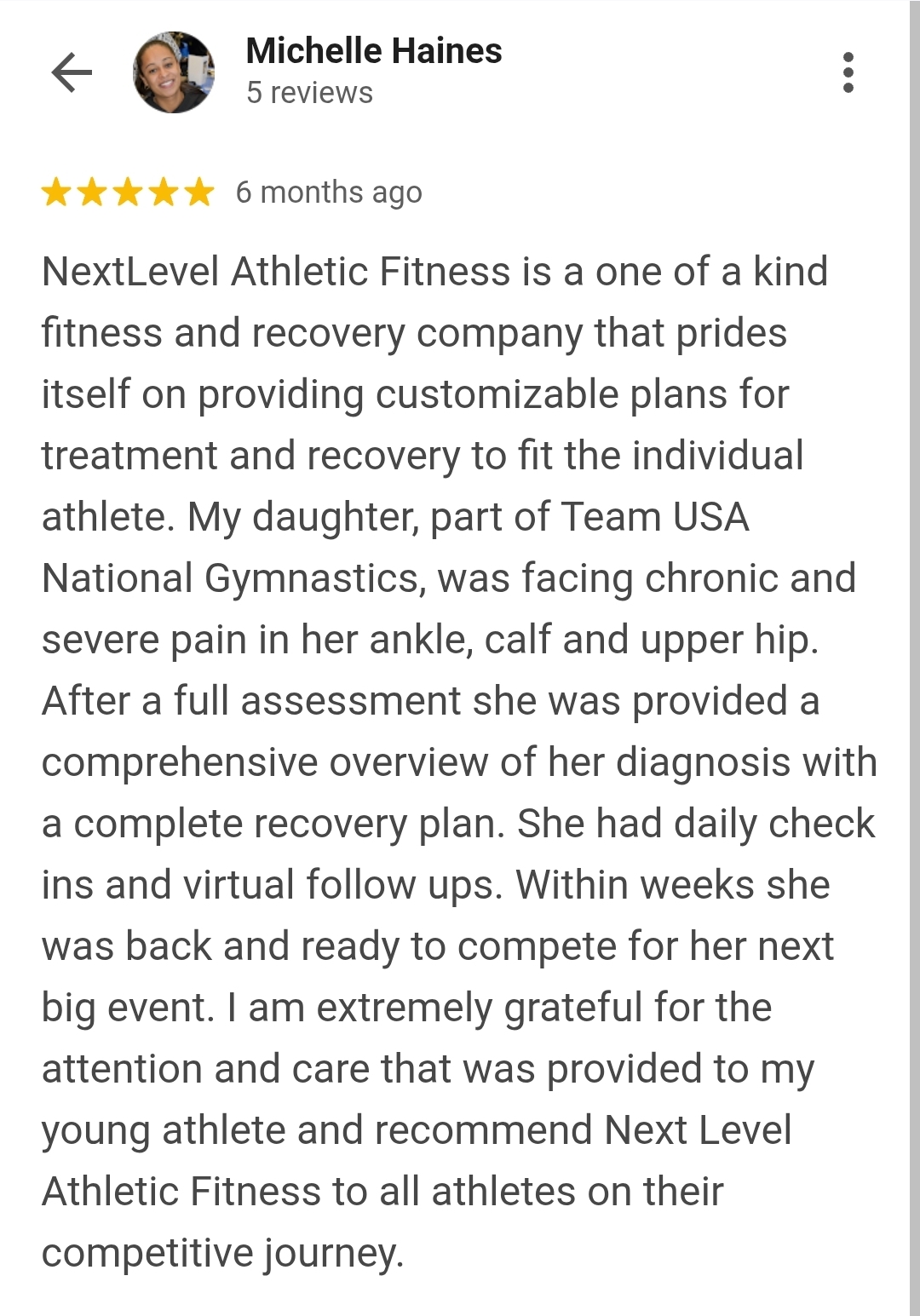 Michelle Haines — 5 Star Google Review