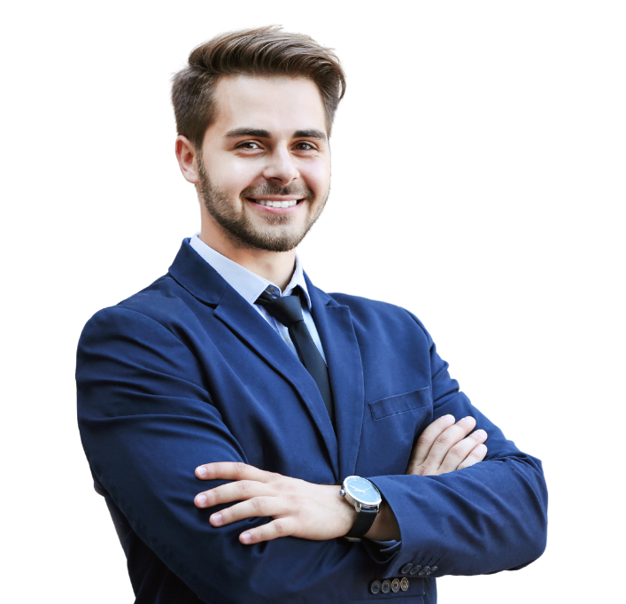 A Smiling man in a business suit, representing professional advisors and experts at Medical Insurance Advisory.