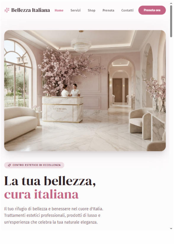 Sito web del centro estetico realizzato con Elevate360