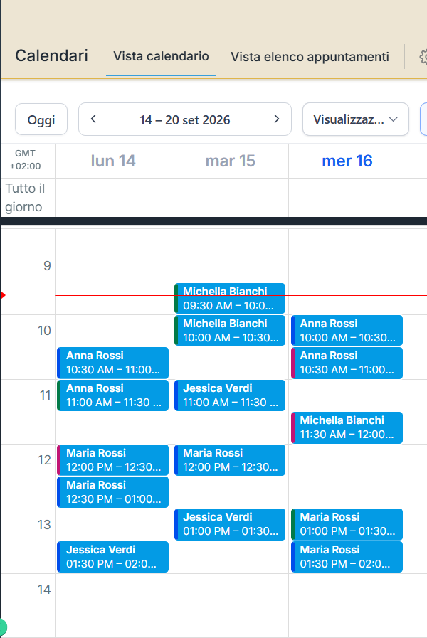 Calendario di prenotazione online Elevate360
