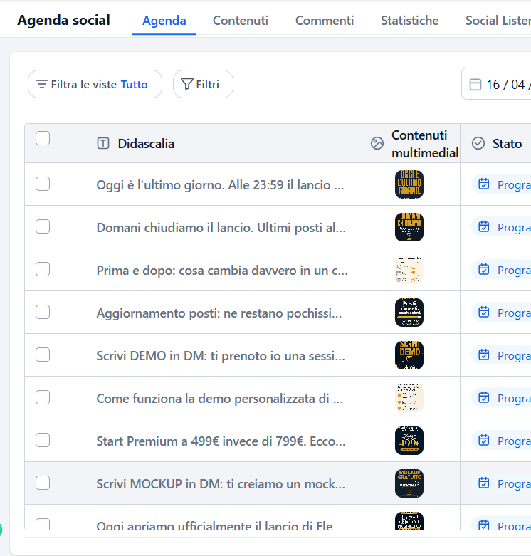 Pianificazione contenuti social con AI Elevate360
