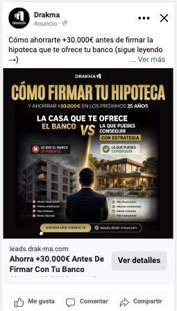Ejemplo de anuncio DRAKMA en Facebook