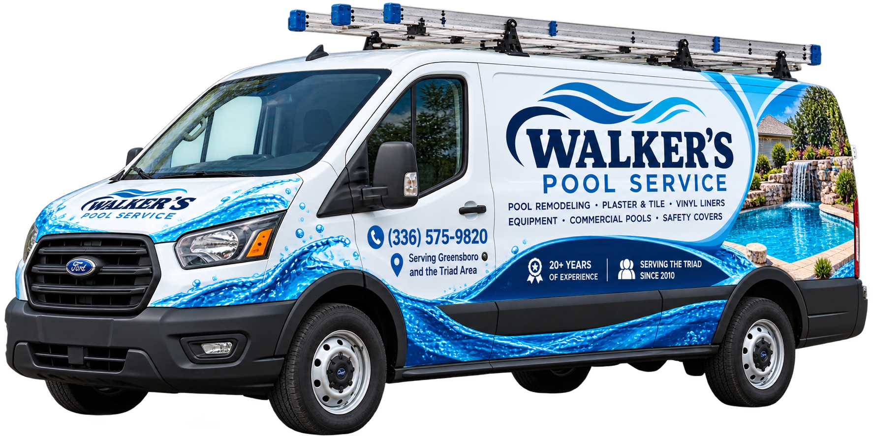 Walker's Pool Service branded van