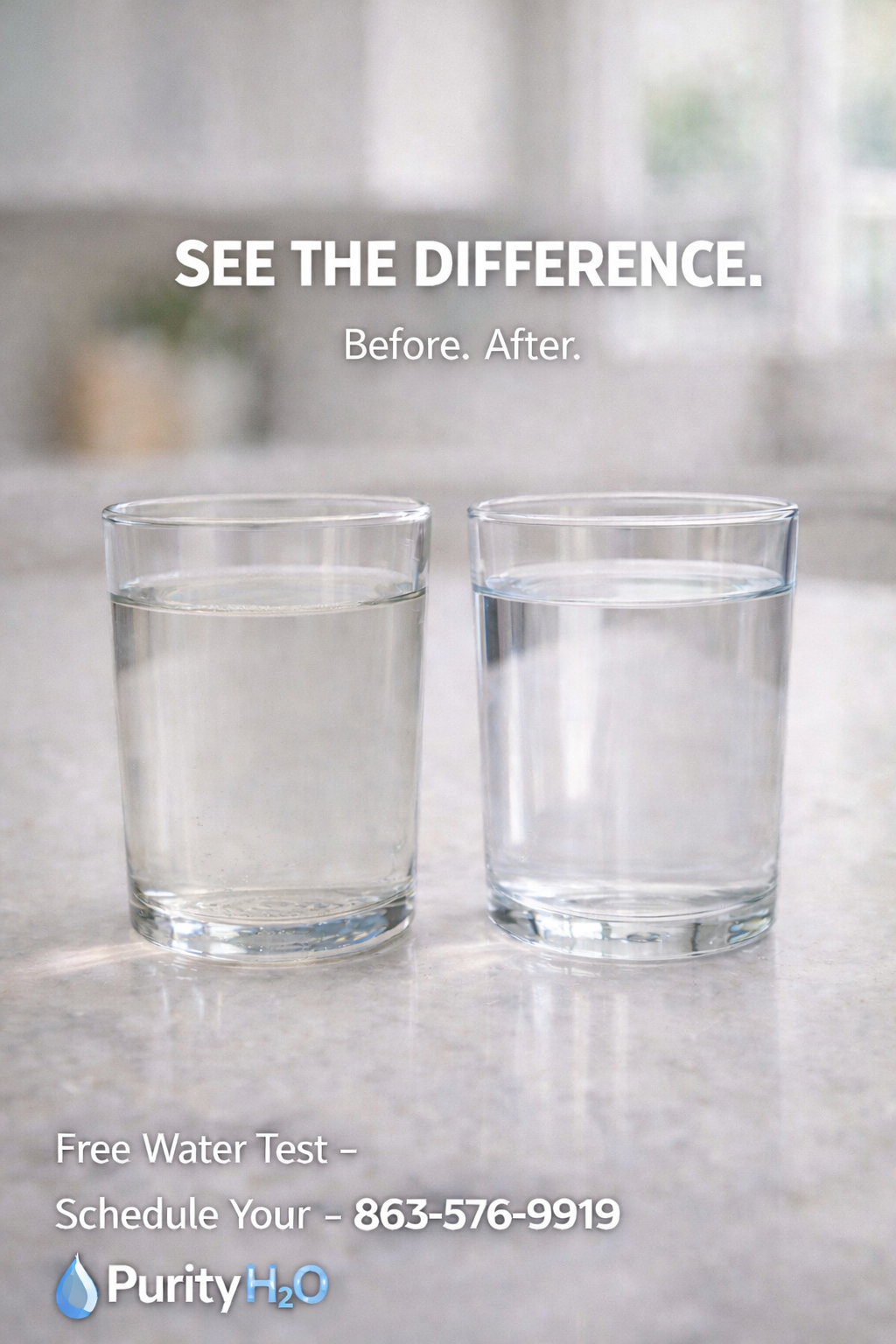 Before and after water filtration example one