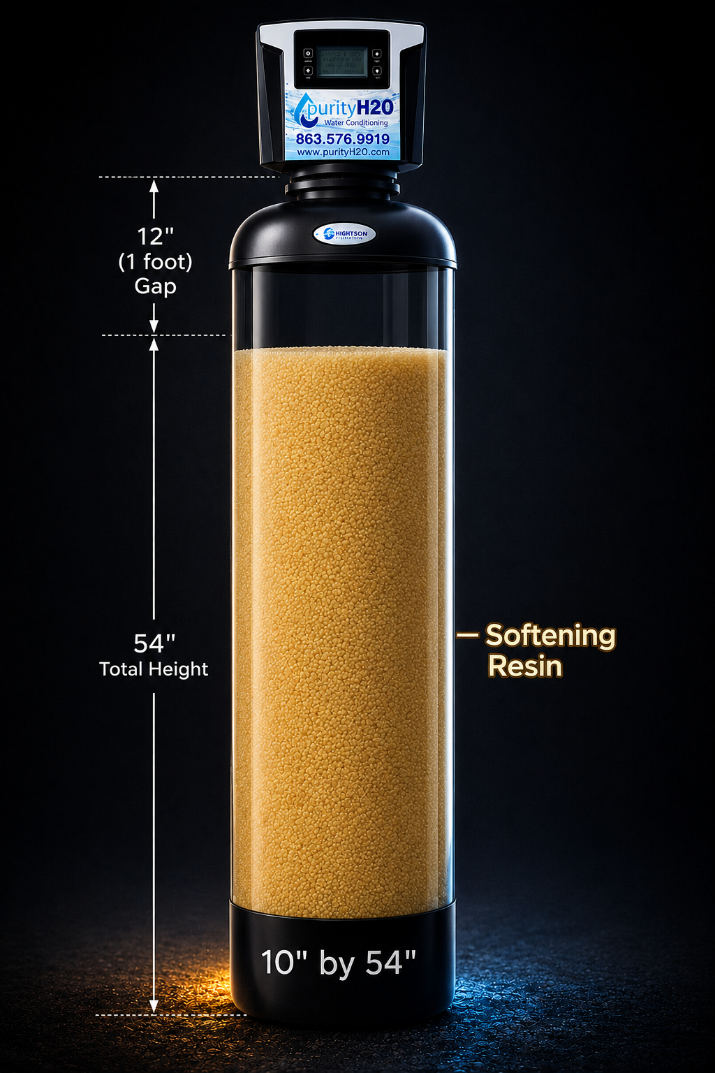 Softening resin water softener system for hard water treatment