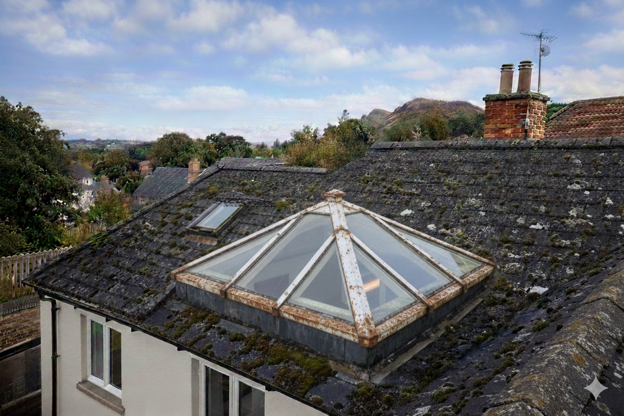 Cupola showing timber decay before restoration