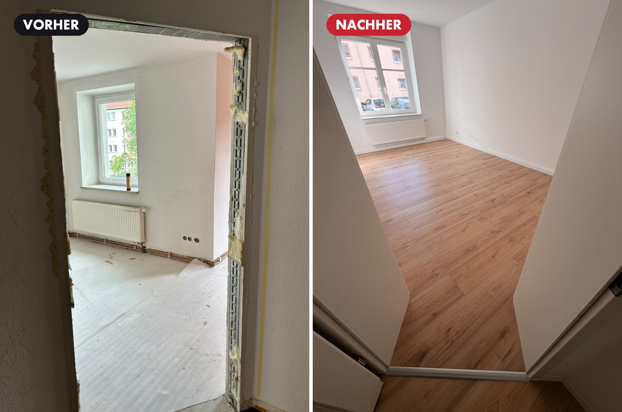 Frisch ausgebauter Wohnraum nach Innenausbau in Chemnitz