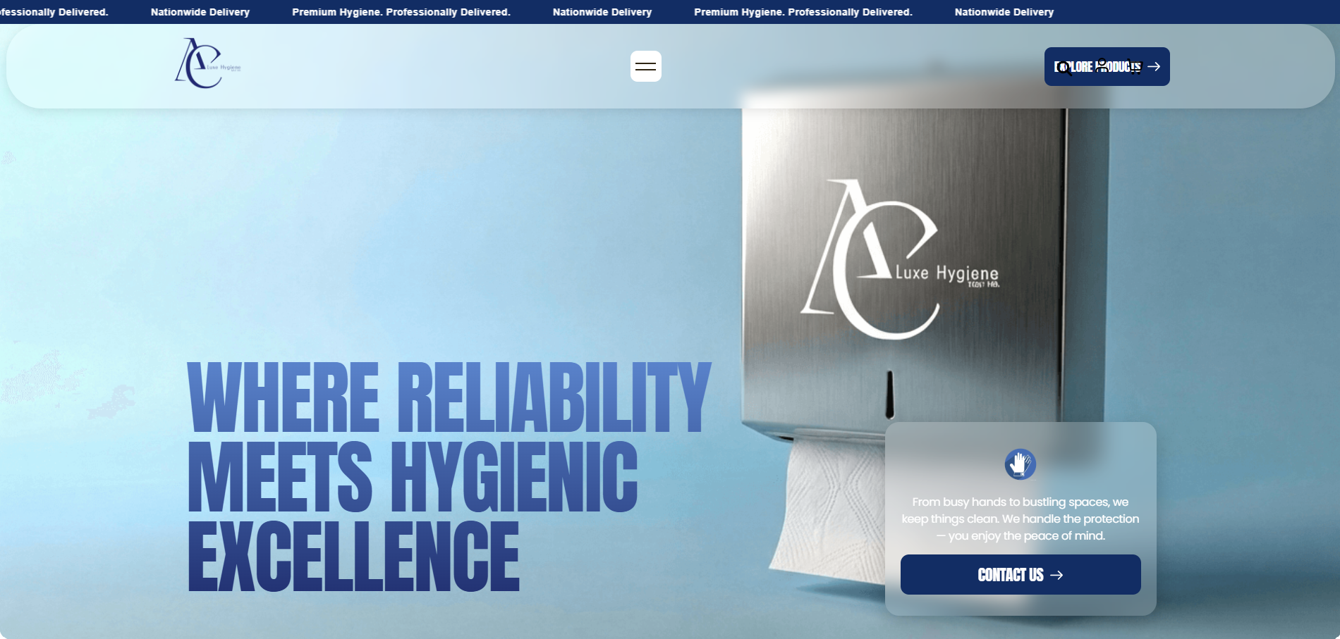 AC Luxe Hygiene website