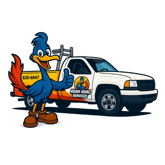 Rush HVAC Services 24/7 emergency response truck for AC repair in Chandler, AZ