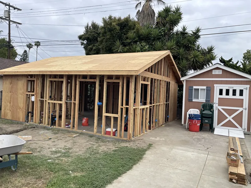 ADU framing in progress by GreenTech's in-house crew