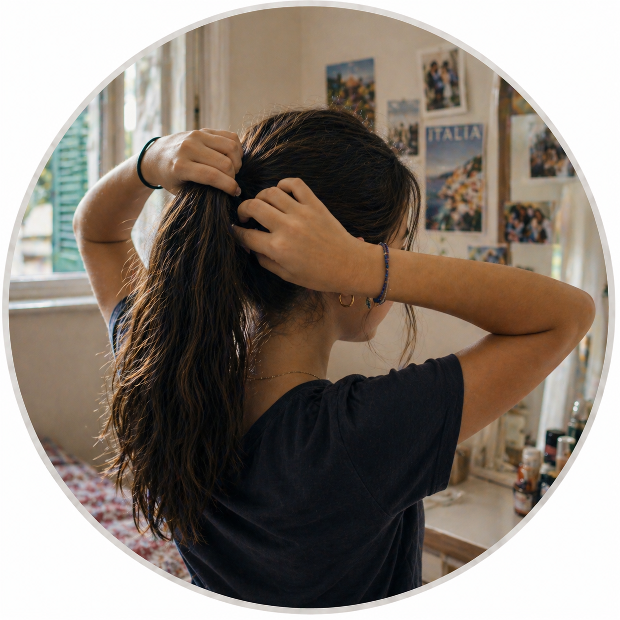 Person managing a hair or scalp condition