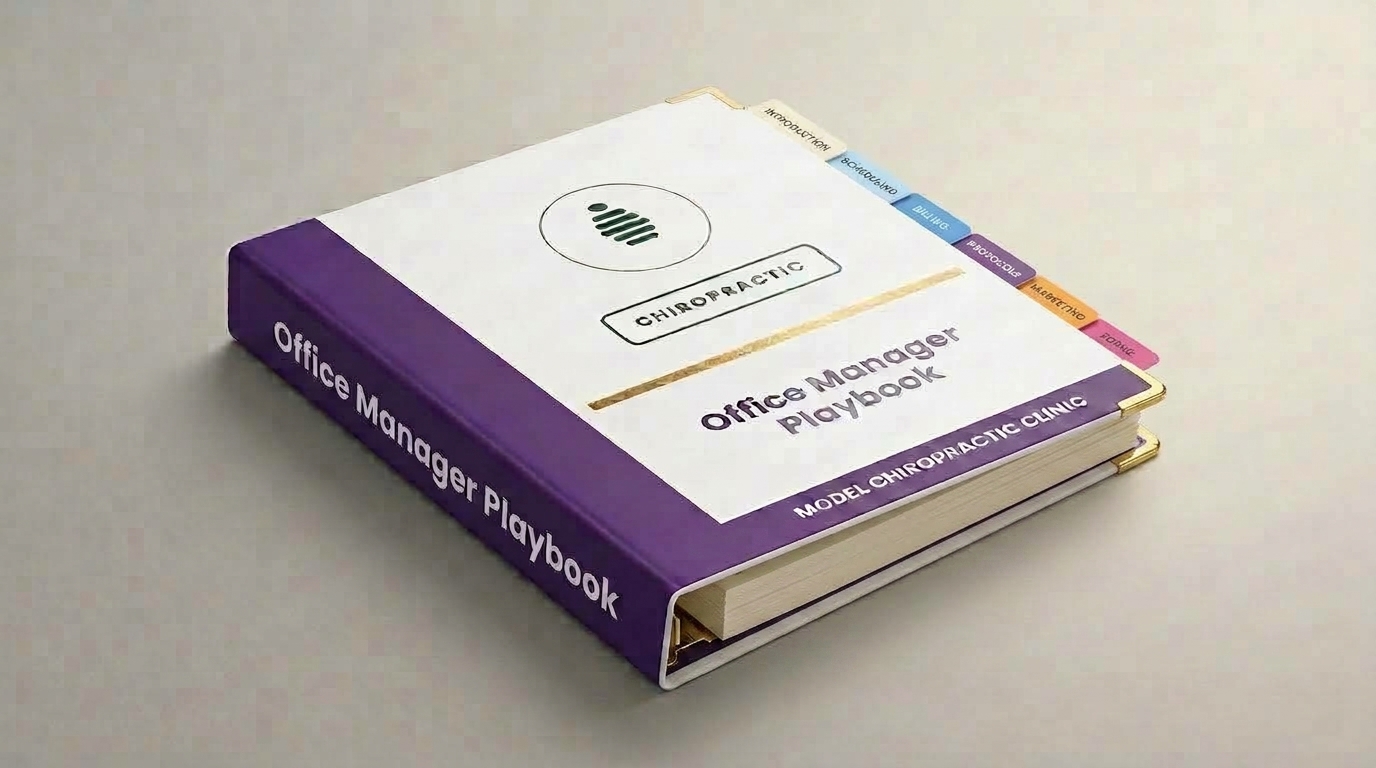 BusinessBetter Select binder — Office Manager Playbook, white and violet vinyl cover with gold foil accent