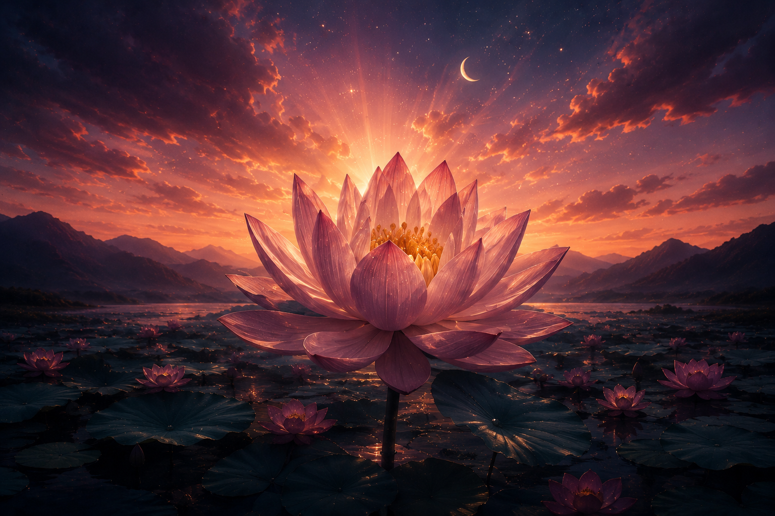 Rebirth — glowing lotus