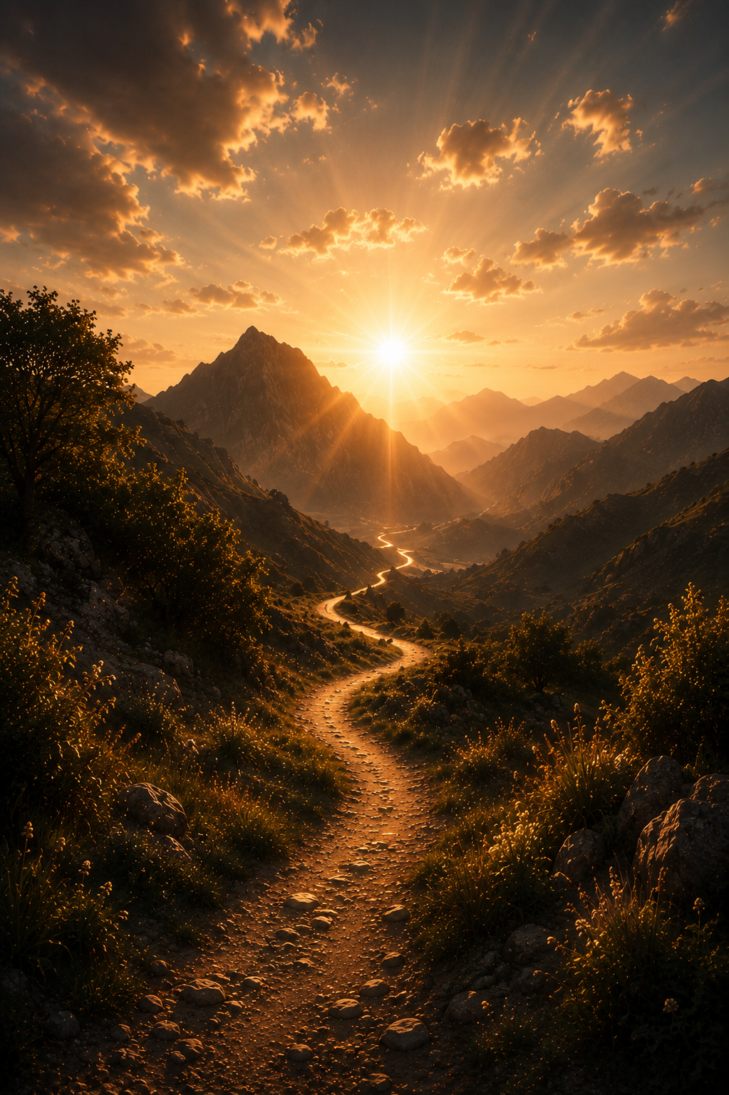 Rise — golden mountain path