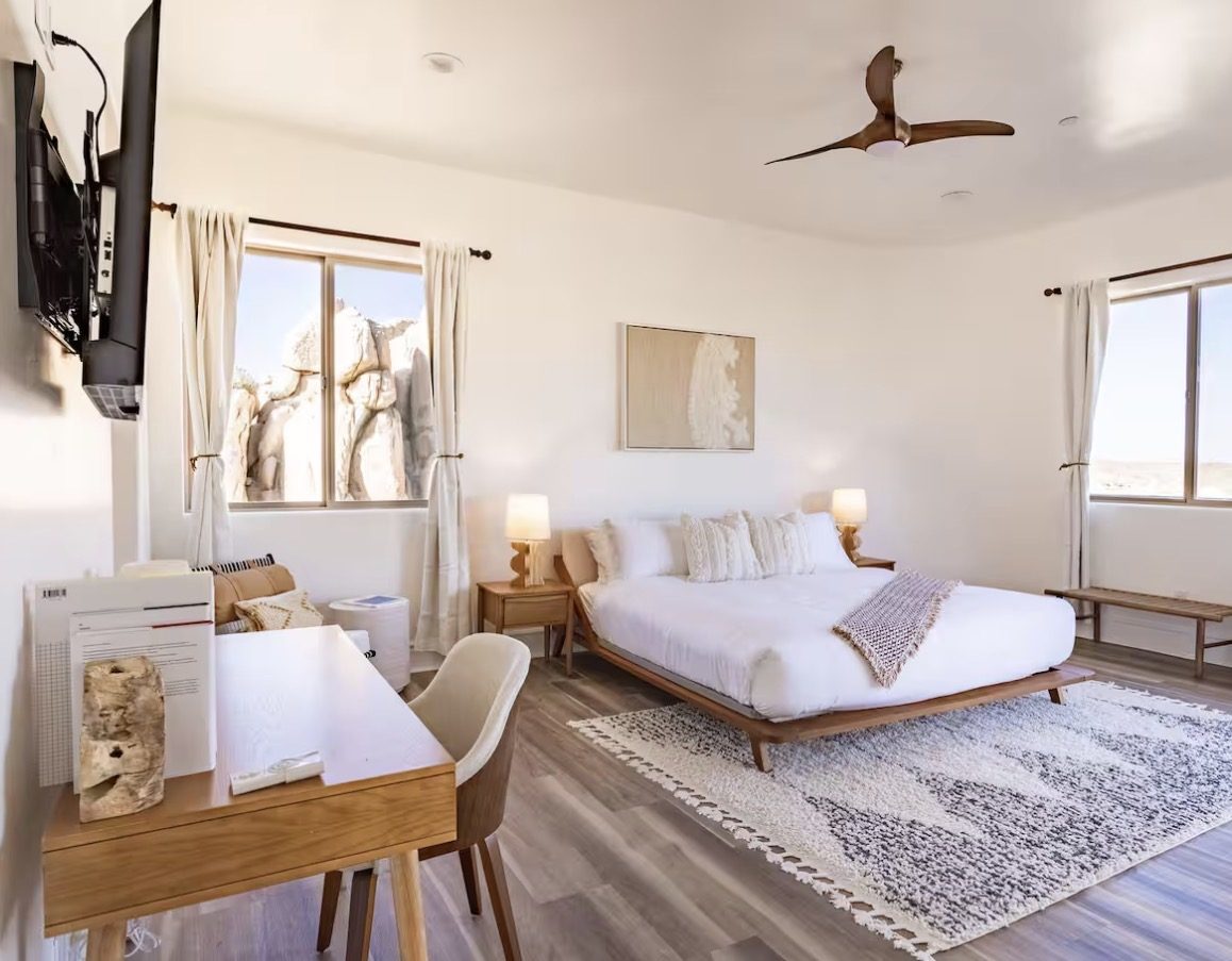Bedroom with boulder view