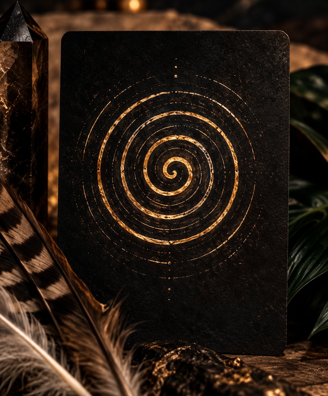 Gold spiral oracle card