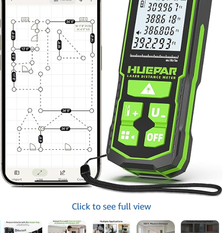 Huepar 395ft Bluetooth laser distance measuring tool with angle sensor