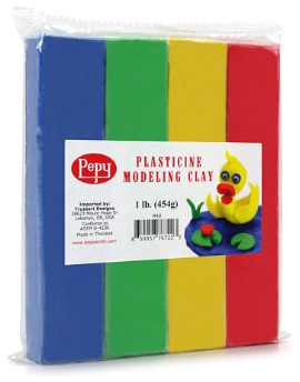 Pepy plasticine modelling clay, primary colours 4-pack, 1lb