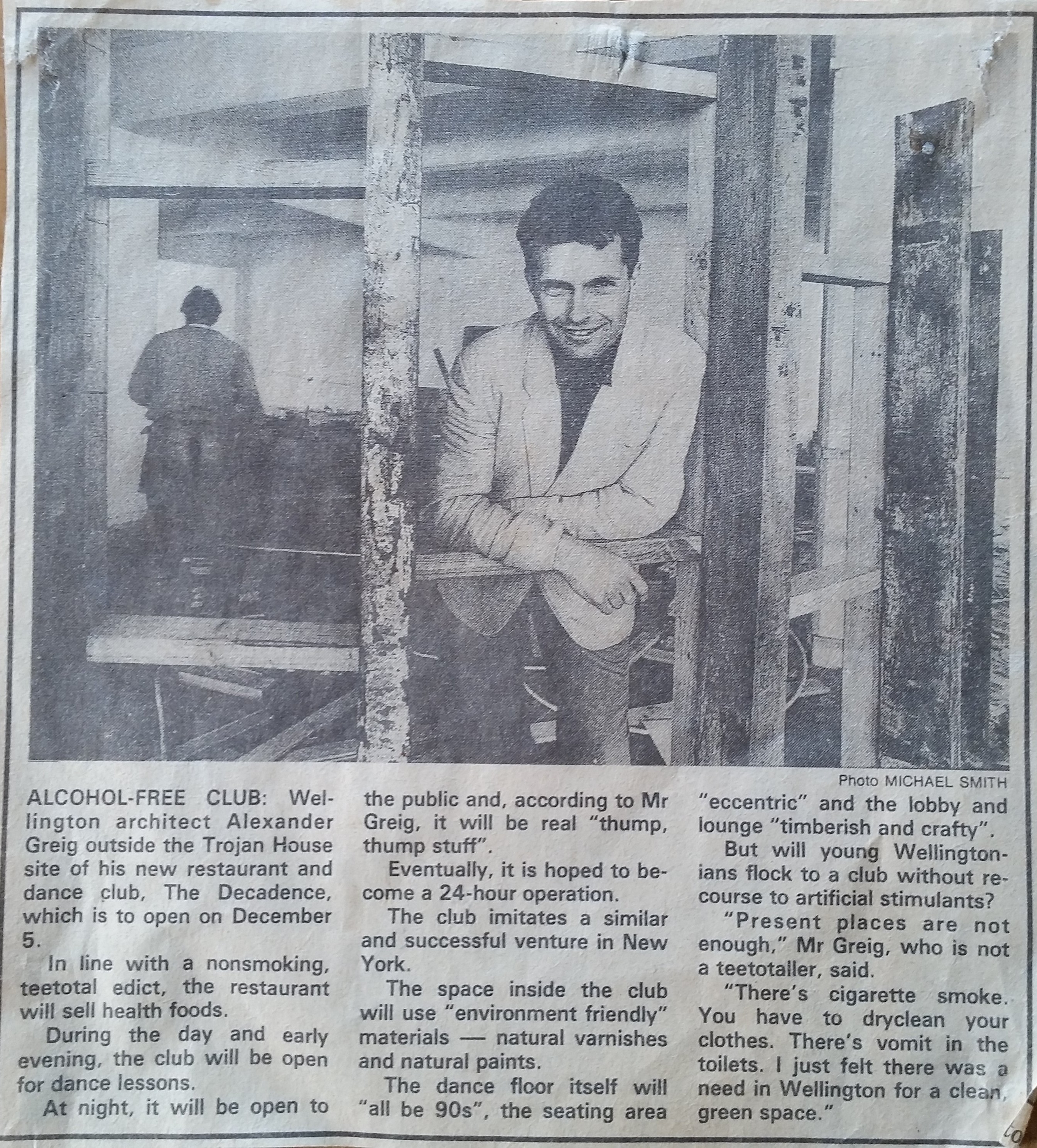 Alcohol-Free Club newspaper clipping, The Decadence